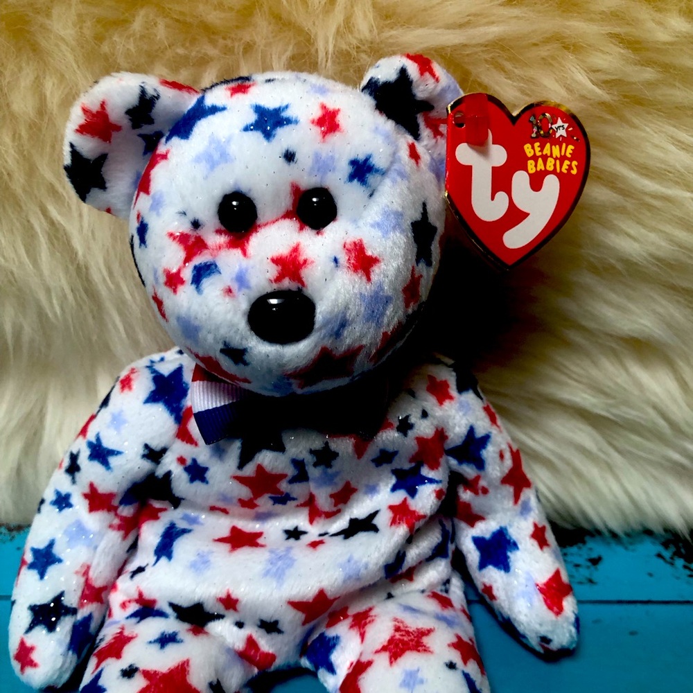 TY Beanie Baby Red White and Blue Bear